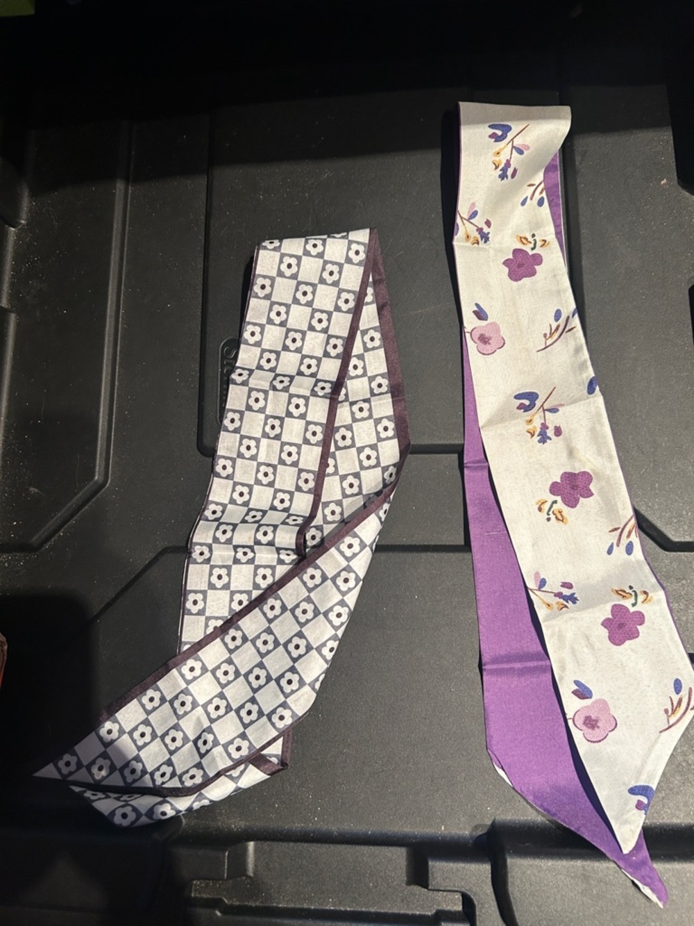 NEW Twilly Scarf Set in Purple and Cream - Hair Neck Purse Dresser Glass Gifting - Picture 2 of 2